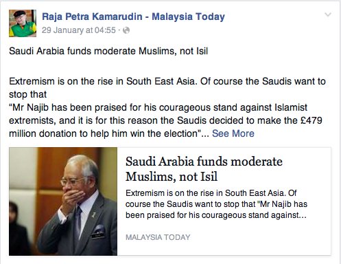 Najib warrior Rajah Petra Kamaruddin was soon trumpeting the Telegraph analysis