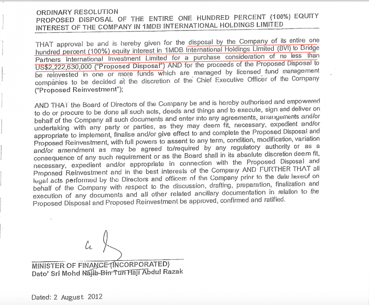 Najib was the driver behind the investment in the Cayman Islands of all the supposed profit from the 'sale' of its 'PetroSaudi interests' to Bridge Partners themselves (in the form of 'notes' which were then invested as 'units' in their hidden fund.