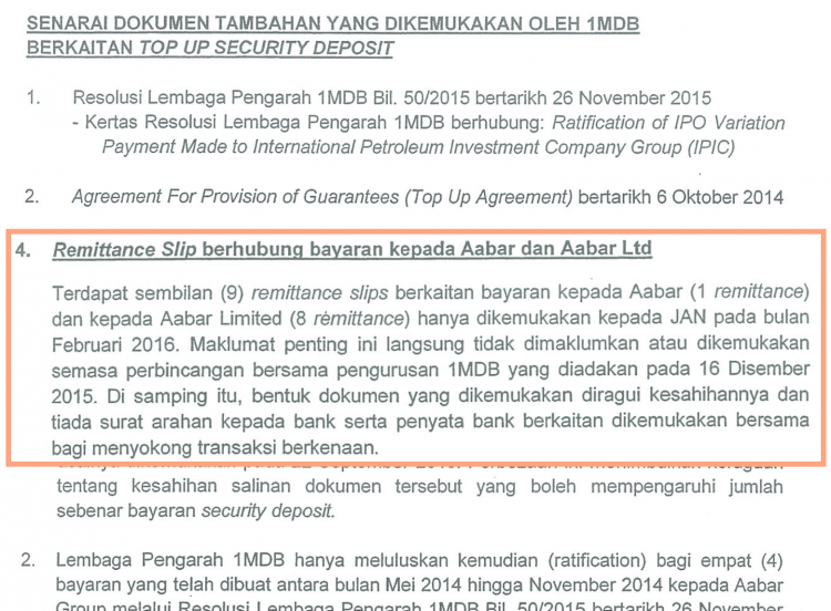 From the AG's document discussing his rejection of the material from 1MDB