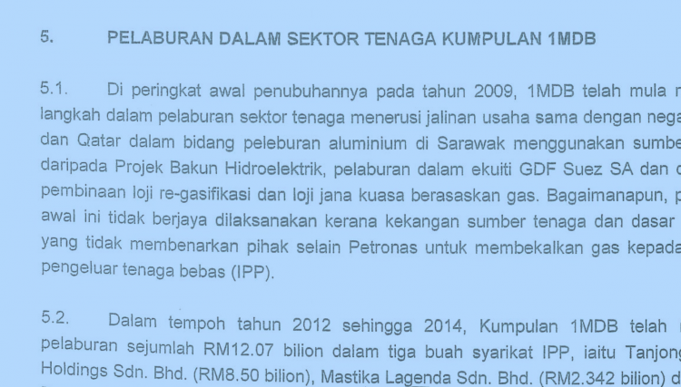 Section 5 of the Executive Summary details billions siphoned to fake Aabar from 1MDB's power deals
