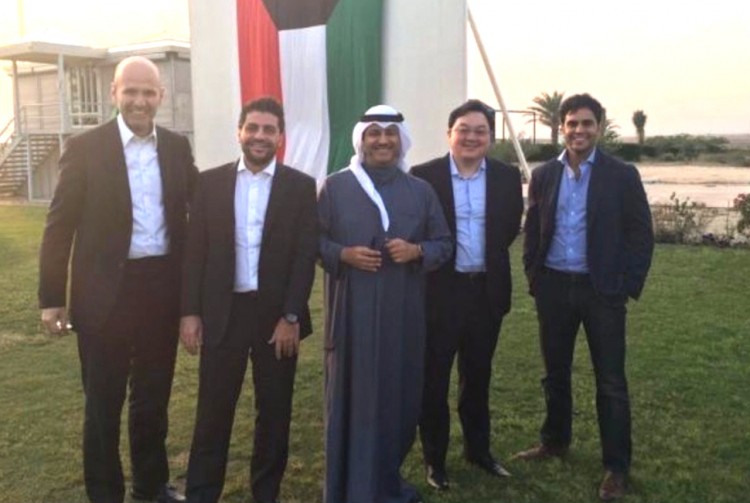 Telling line up (left to right) Bachar Kiwan, Majd Suleiman and Sheikh Sabah the main partners in Al Waseet, plus Jho Low and college friend from Kuwait Hamad Al Wazzan