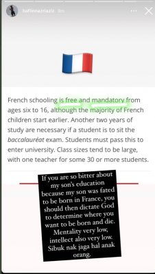 Haflin's instagram explanation is that her 'French' son gets free schooling from earlier than six in France