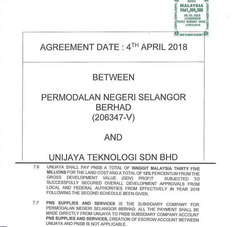 Key payment provision to the alleged subsidiary of PNSB according to 2nd Schedule of the Agreement